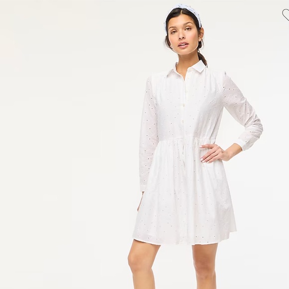 🆕 JCrew eyelet mini shirtdress, size 4 - Picture 1 of 11